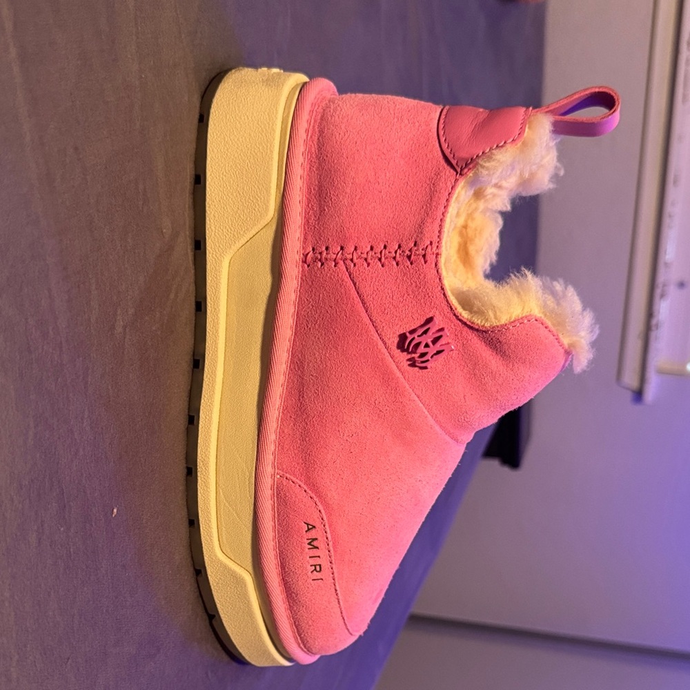 AMIRI Pink Fleece-Lined Ankle Booties